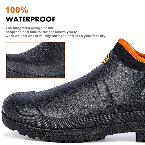 TENGTA Men's Ankle Garden Rain Boots Outdoor Slip On Mud Gardening Shoes for Men Waterproof Heavy Rubber Deck Boots2