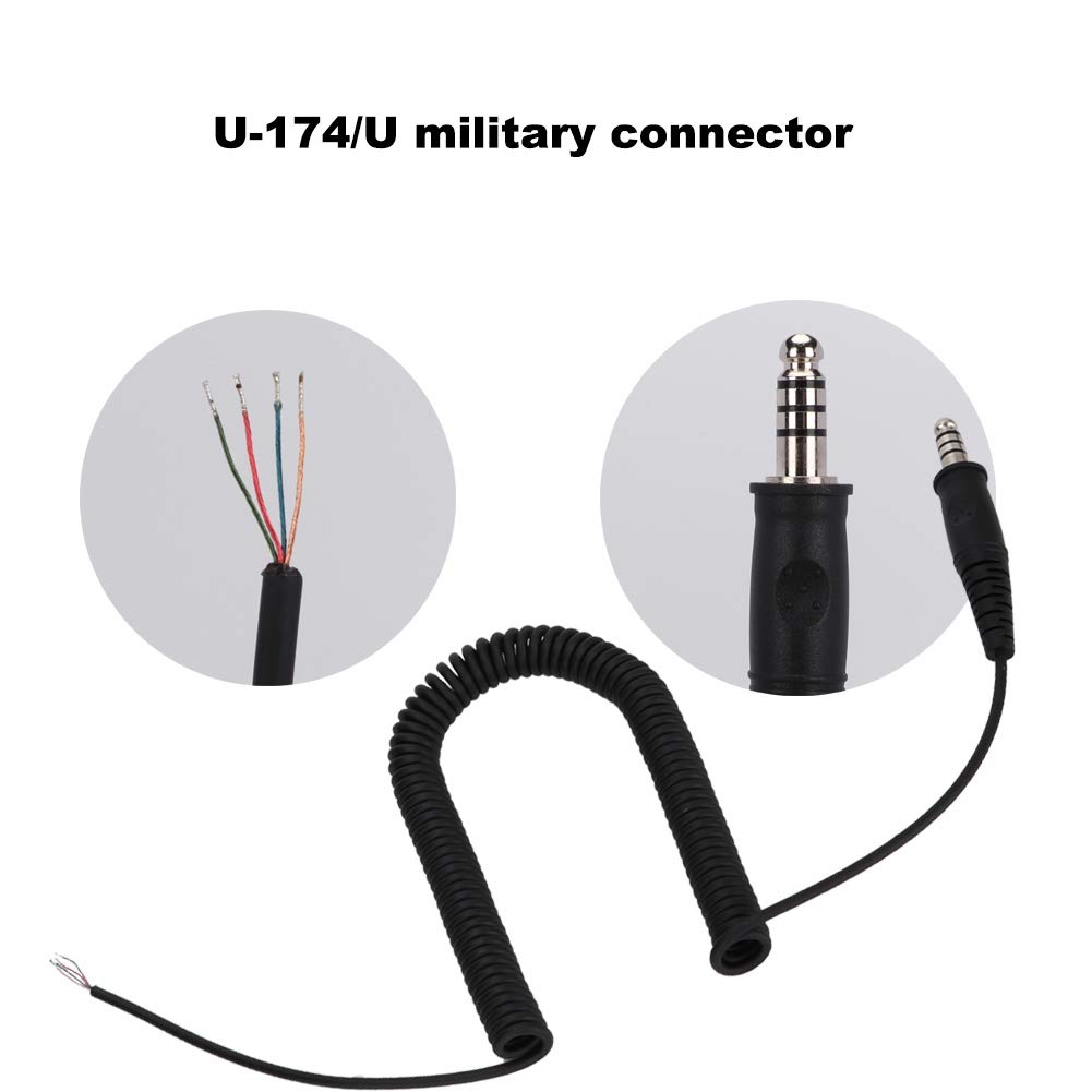 Cable de Repuesto DIY, Cable para Auriculares de Helicóptero Nexus U174 Adaptador de Resorte U 174 U Conector Militar