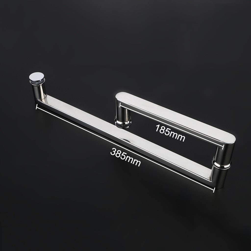 SaryEdge Shower Door Handle Knob Polished Solid Stainless Steel Handle Bath Screen Round Bathroom Door Knob for Glass Door Internal,-185mm+385mm,-185mm+385mm