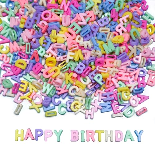 300+ Pieces 9x12mm Big Large Alphabet Letter Beads Charms A-Z Mixed Plastic Shape Loose Bead for Jewelry Making Bracelets Necklaces Key Chains (Macaroon Candy Colors)