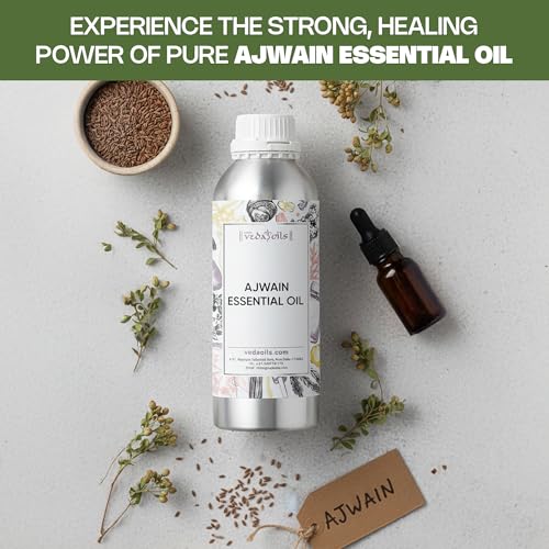 Image of VedaOils Ajwain Essential Oil 100ml | 100% Pure & Natural Ajwain Oil for Aromatherapy, Massage & Home Fragrance | Ideal for Diffusers, DIY Beauty & Wellness Uses