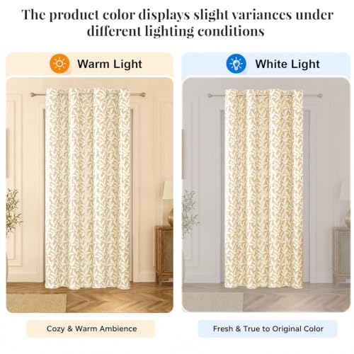 Image of HOKIPO Majestic Eyelet Curtain 7 Feet Long Single Panel, Accent Beige