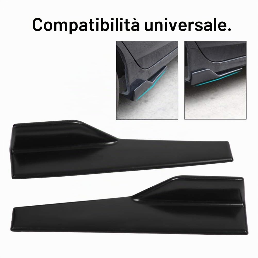 EVGATSAUTO 2 minigonne laterali per auto, minigonna laterale nera lucida universale con bilanciere divisore Winglet Diffusore canard