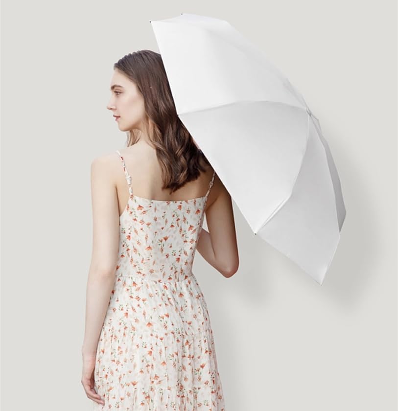 Miniatura 6 de Mini paraguas para viajes, paraguas pequeño para bolso con funda, protección UV compacta, paraguas plegable para sol y lluvia al aire libre para