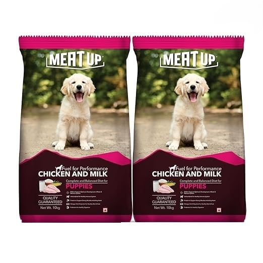 Image of Meat Up Puppy Dry Dog Food 20kg (10kg + 10kg Free) | Chicken & Milk Flavour | Supports Brain & Nervous System Development | Maintains Digestive Health | Enriched with Vitamins & Minerals