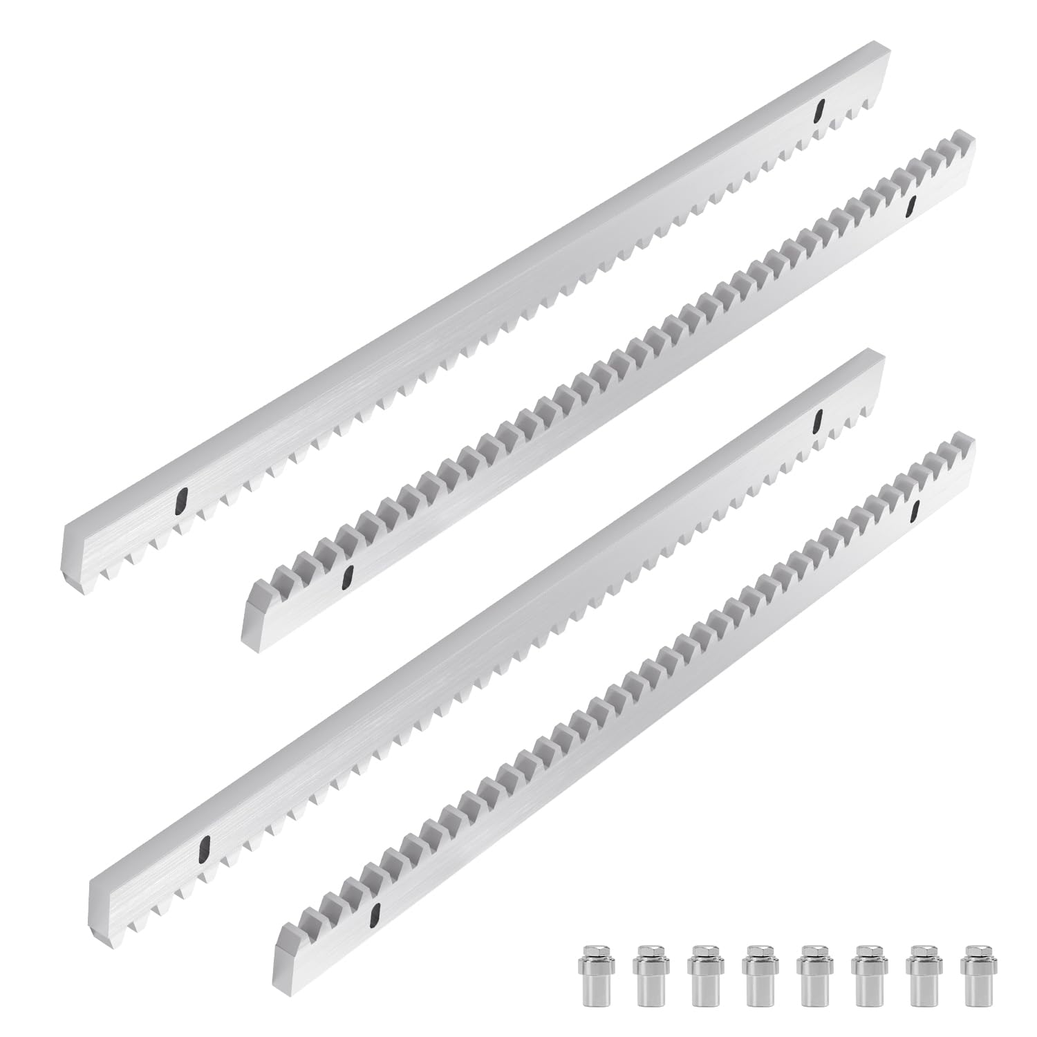 Stelaż zębatki ze stali ocynkowanej do napędu bramy przesuwnej, otwieracz bramy przesuwnej, szyna zębata 2 m, 4 sztuki (każda 50 cm długości), kolor srebrny
