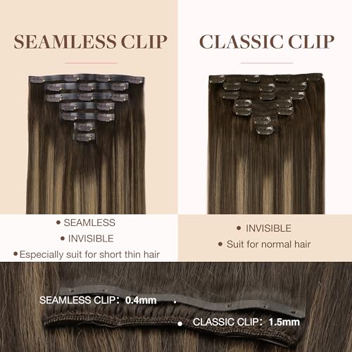 Image of GOO GOO Seamless Clip in Hair Extensions Real Human Hair Remy Extensions