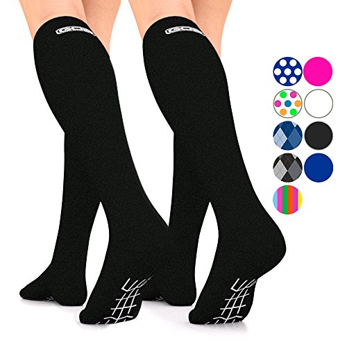 GO2 Compression Socks for Men Women Nurses Runners 16-22 mmHG (medium) - Medical Stocking Maternity Travel - Best Performance Recovery Circulation Stamina - (Black,Small 2-Pack)