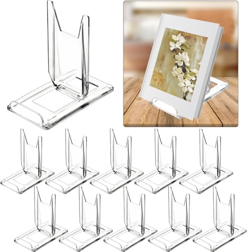 TERDEWE 10 Pack Acrylic Book Stand for Display Adjustable Clear Display Holder Easel Collector Stand...