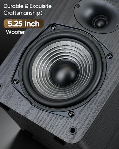 Image of Saiyin 3-Way Passive Bookshelf Speakers 5.25inch Woofer