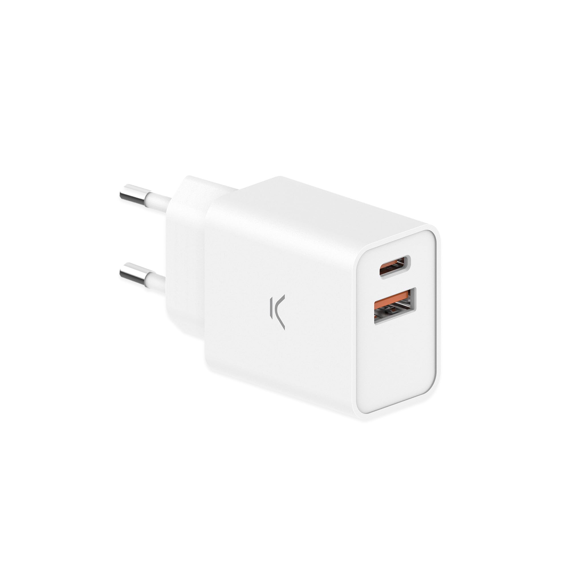 Ksix Network Charger, 30W, Ultra-Fast Charging, Power Delivery, USB-C and USB-A Multiport, Black