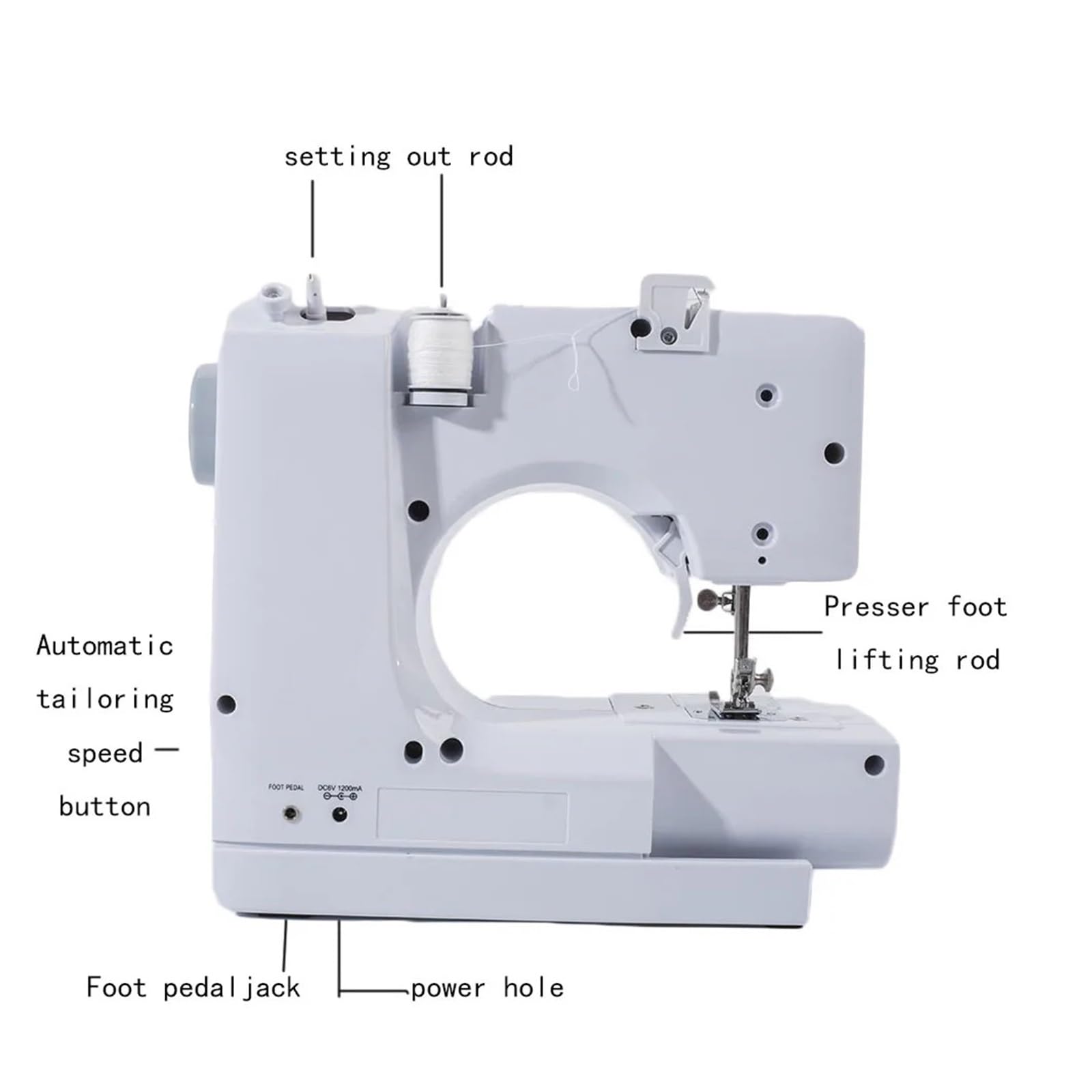 Máquina de Coser doméstica Totalmente automática, pequeña, Mini, Multifuncional eléctrica, portátil y con Bloqueo, Potente, silenciosa y Estable.