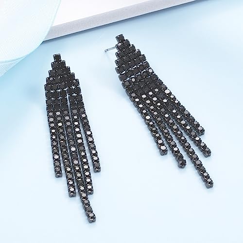 SELOVO Chandelier Tassel Dangle Linear Drop Earrings Party Jewelry Clear Austrian Crystal2