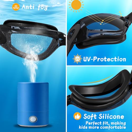 Image of Swim Goggles,2 Pack Swimming Goggles for Adult Men Women, No Leak Anti-Fog & UV, Wide Visio HD Mirror PC Lens