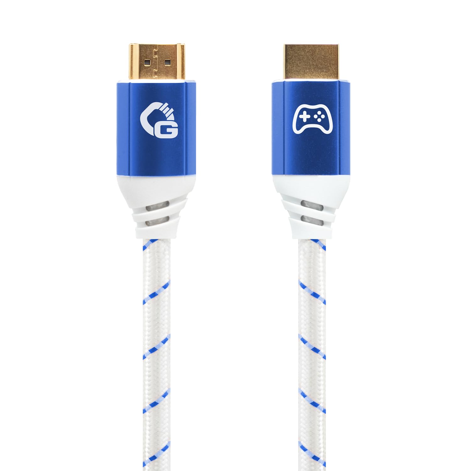 New Game Blue – 2 metros – Cable HDMI 2.1b – Ultra High Speed Certificado, 8K @ 60Hz, eARC, ALLM, VRR, DSC – Compatible con PS5, Xbox Series X/S, Nintendo Switch, PC – Blanco – 1