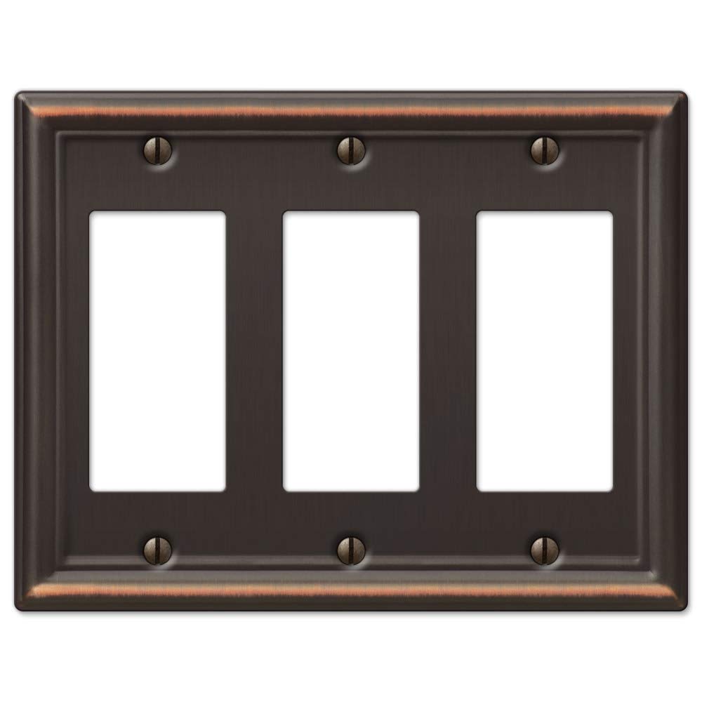 149RRRDB Chelsea Wallplate, 3 Rocker, Steel, Aged Bronze, 1-Pack