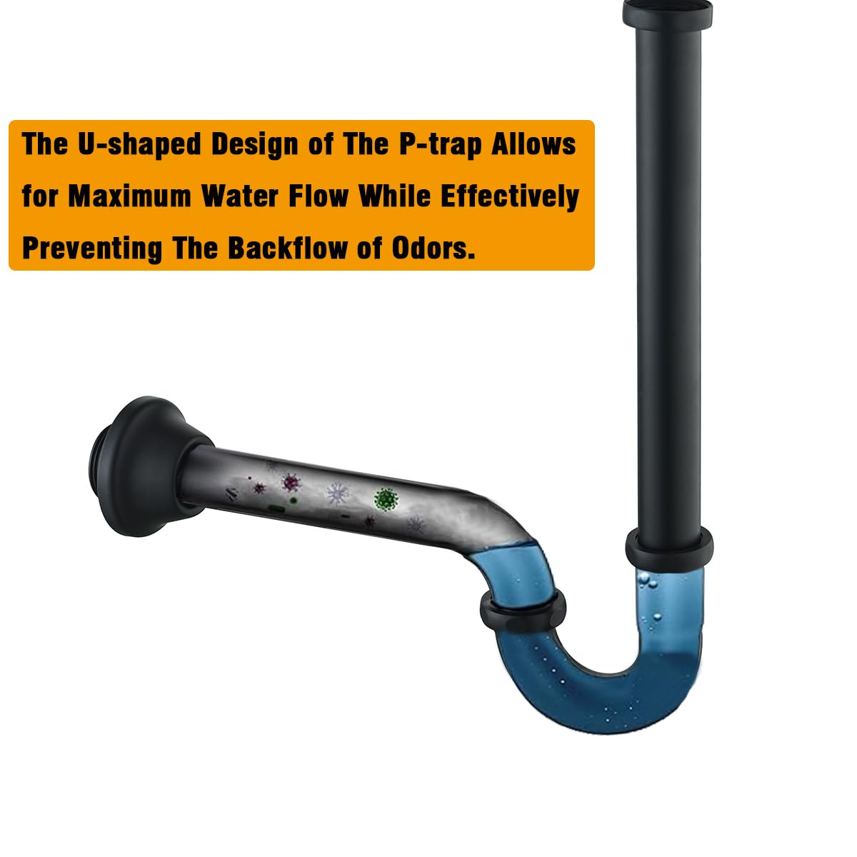 RANDOM RD83555MB-L - Trampa para fregadero de baño de latón en forma de U de 1-1/4 pulgadas con tubo de extensión de junta deslizante, botella de drenaje de residuos de altura ajustable, kit de trampa