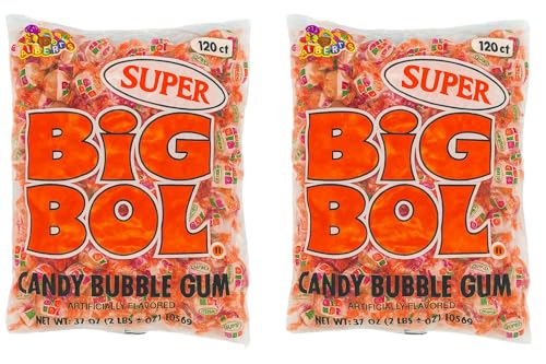 ALBERT'S Candy Super Big BOL Candy Chewing Bubble Gum, 12g Per Piece 120 ct. (2-Pack)