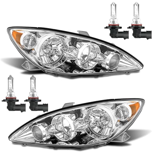 Vizotae Headlights Assembly for 2005 2006 Toyota Camry LE XLE Halogen Headlamp Replacement High/Low Beam W/Bulbs Driver & Passenger Side
