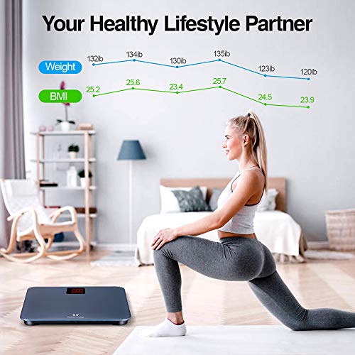 Digital Bathroom BMI Scale Smart Wireless Weighing Scales for Body Weight High Precision Step-On 396 lbs Analyzer Measure with Easy Reading LED Display Compatible iOS and Android Smartphone App - Thumbnail 3