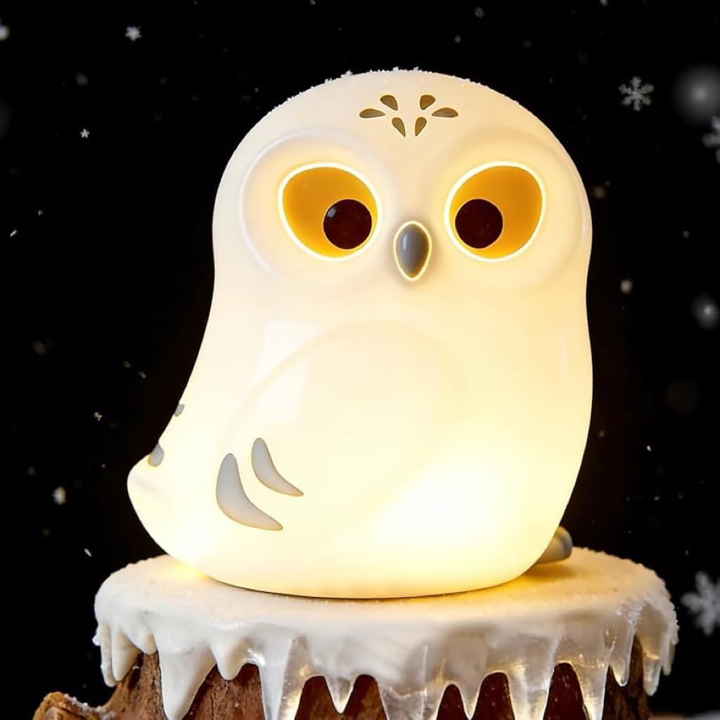 YR YRHH-PET White Owl Night Light for Kids, Cute Squishy Lamp College Gifts