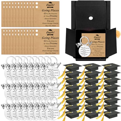 GXBKY 24 Sets 2026 Graduation Gifts Bulk Behind You All Your Memories Keychain Quote Card Comes in Grad Cap Box for Class of 2026 Adventure Begins Gifts Graduation Gifts for Students