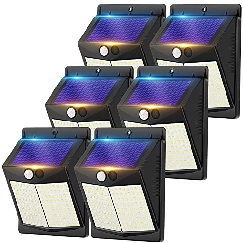Security Lights Outdoor Motion Sensor - 144 LED Solar Powered Security Light Outside Garden Fence...