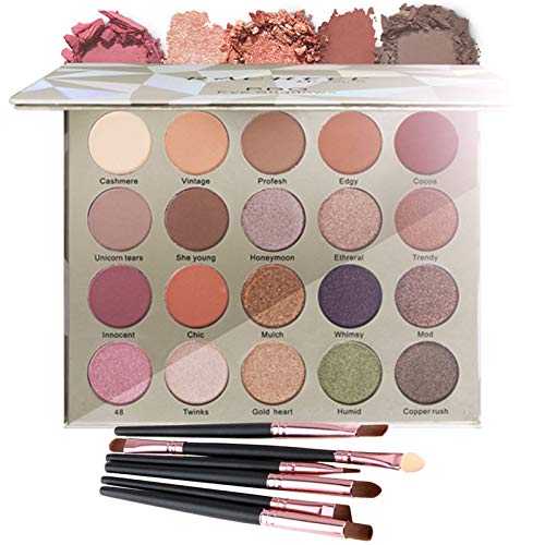 Vodisa 20 color Matte and Shimmer Eyeshadow Palette Warm Color Eye Shadows Glitter High Pigment Powder Pallet with Make Up Brushes Set and Mirrors Young Girls Series