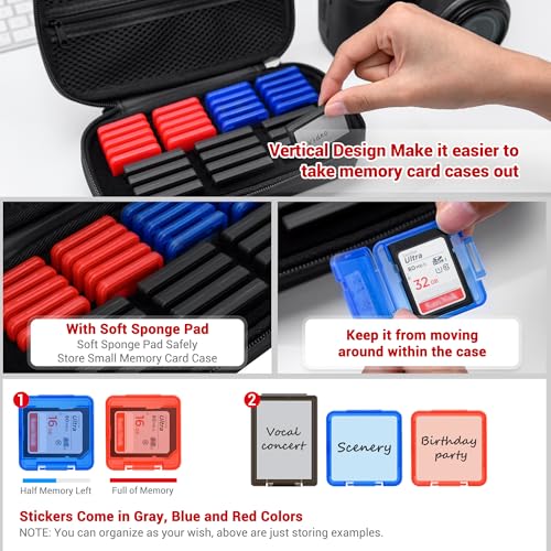 Image of EVA PU CFexpress Type B Card Case with 32 PCS Individual Plastic Memory Card Holder for 12 XQD /CFexpress Type-B Cards & 20 SD SDXC SDHC Cards,Water-Resistant Anti-Shock CFexpress SD Card Case Storage