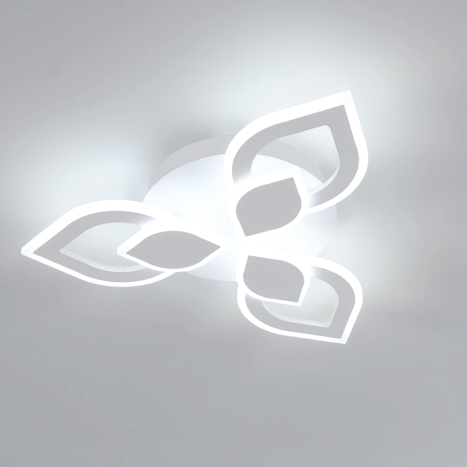 Mckalen Plafon LED Techo Salon Moderno, 40W 4500LM Lámpara de Techo LED Acrílico, 48CM Blanco Luz de Techo LED para Dormitorio Comedor, Blanco Fría 6500K