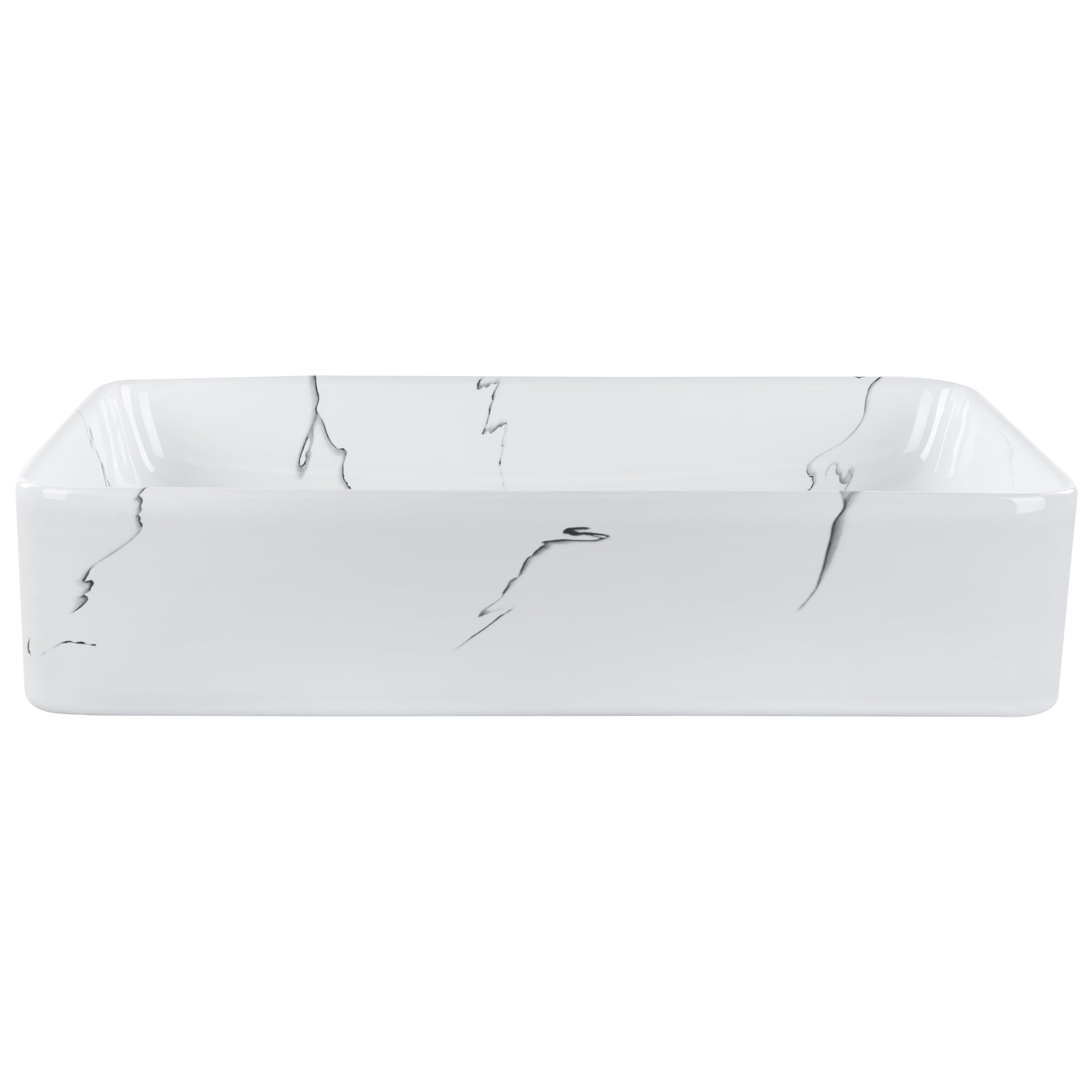 Lavabo sobre encimera baño cerámica blanco efecto mármol 51 x 34 cm Hopi