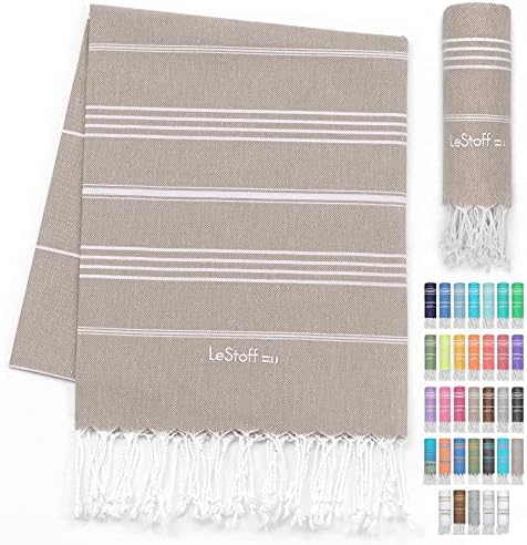 LeStoff Turkish Hammam Beach Towel 100% Organic Cotton Prewashed 95x180cm XXL Soft Absorbent Quick Drying Pool Bath Yoga Gym Sauna Travel SPA Eco-Friendly Lightweight Peshtemal - (Orange)