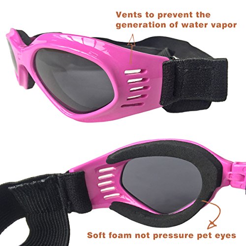 Petleso Dog Goggles Medium Breed, Pet Sunglasses for Medium Dogs Eye Protection Windproof, Pink - Image 3