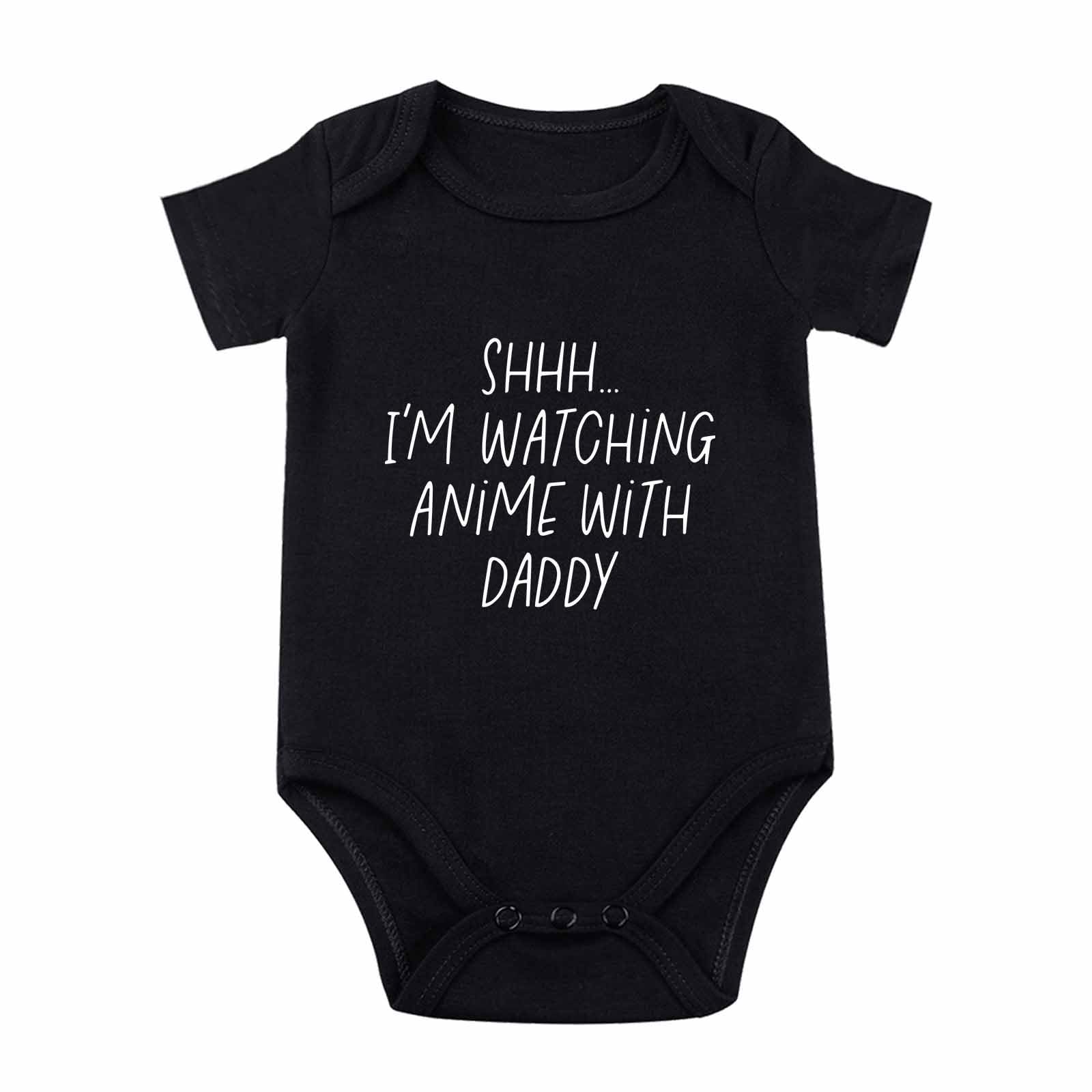 Shh I'm Watching Anime with Daddy Baby Bodysuit Funny Baby Bodysuit Unisex