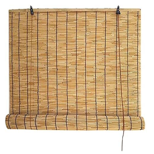 Rullgardiner, Natural Reed Curtain, Natural Louver Window Bamboo Persienn, för fönster/lusthus/balkong/uteplats, ljusfiltrering rullgardiner(Size: 85x110cm/34x44in)
