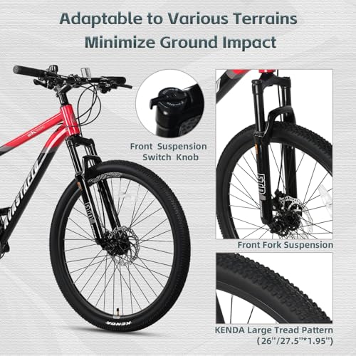 Image of AVASTA Mountain Bike, City Riding or School MTB, Lightweight Aluminum Frame, Shimano 21-Speed Shifter, Front Suspension (With Suspension Manual Lockout Model), Front and Rear Disc Brakes, On & Off