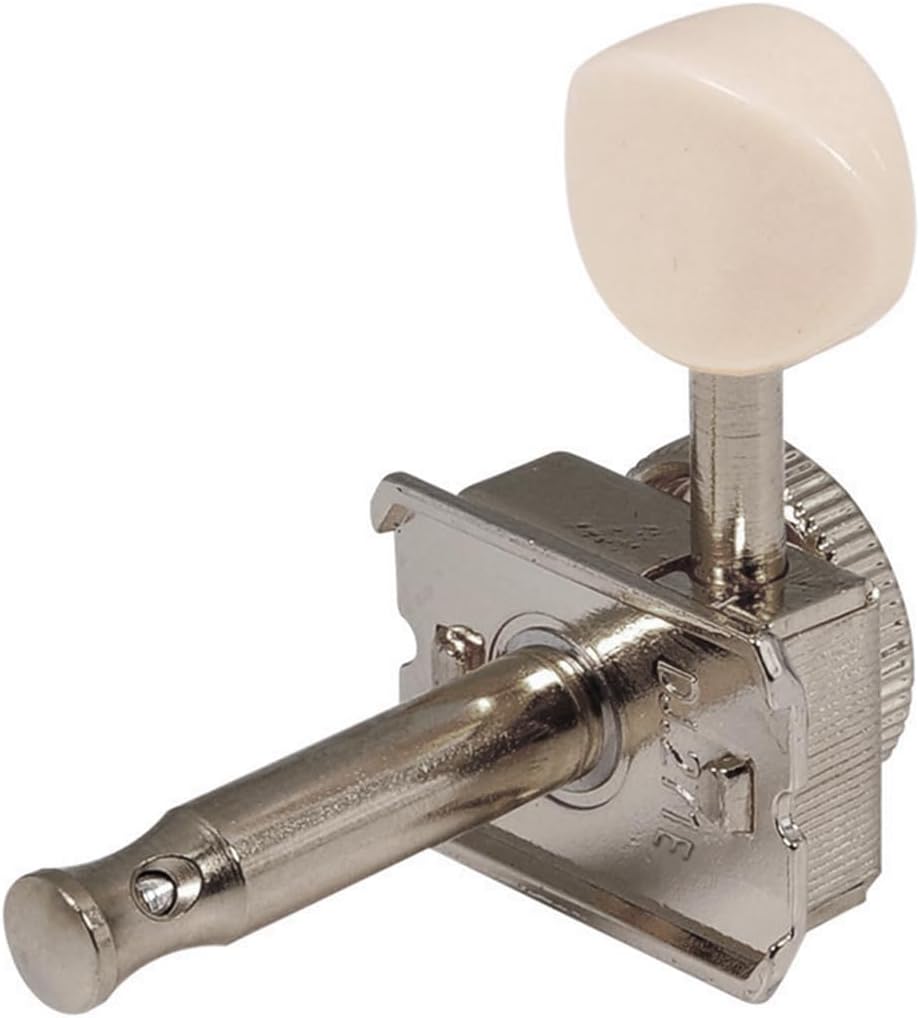 Musiclily Pro 6 inline Vintage Guitar Locking Tuners Guitar String Tuning Pegs Keys Machine Heads Replacement for Strat/Tele ST TL Style Electric Guitar, Nickel with Plastic Button