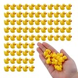 Fizzpick 100 Stück Mini-Enten aus Harz, Miniatur-Enten, Mini-Enten aus Kunststoff, kleine Ente aus Kunststoff, Enten für DIY Aquarium Garten Basteln, kleine Ente zum Verstecken, Gelb