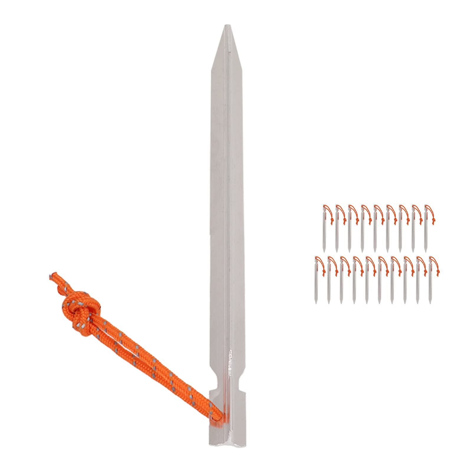 Picchetti per Tende Resistenti per Accessori da Campeggio Picchetti in Lega di Alluminio Ultraleggera da 18 Cm con Corde per Avventure All'aria Aperta (Argento Bianco)