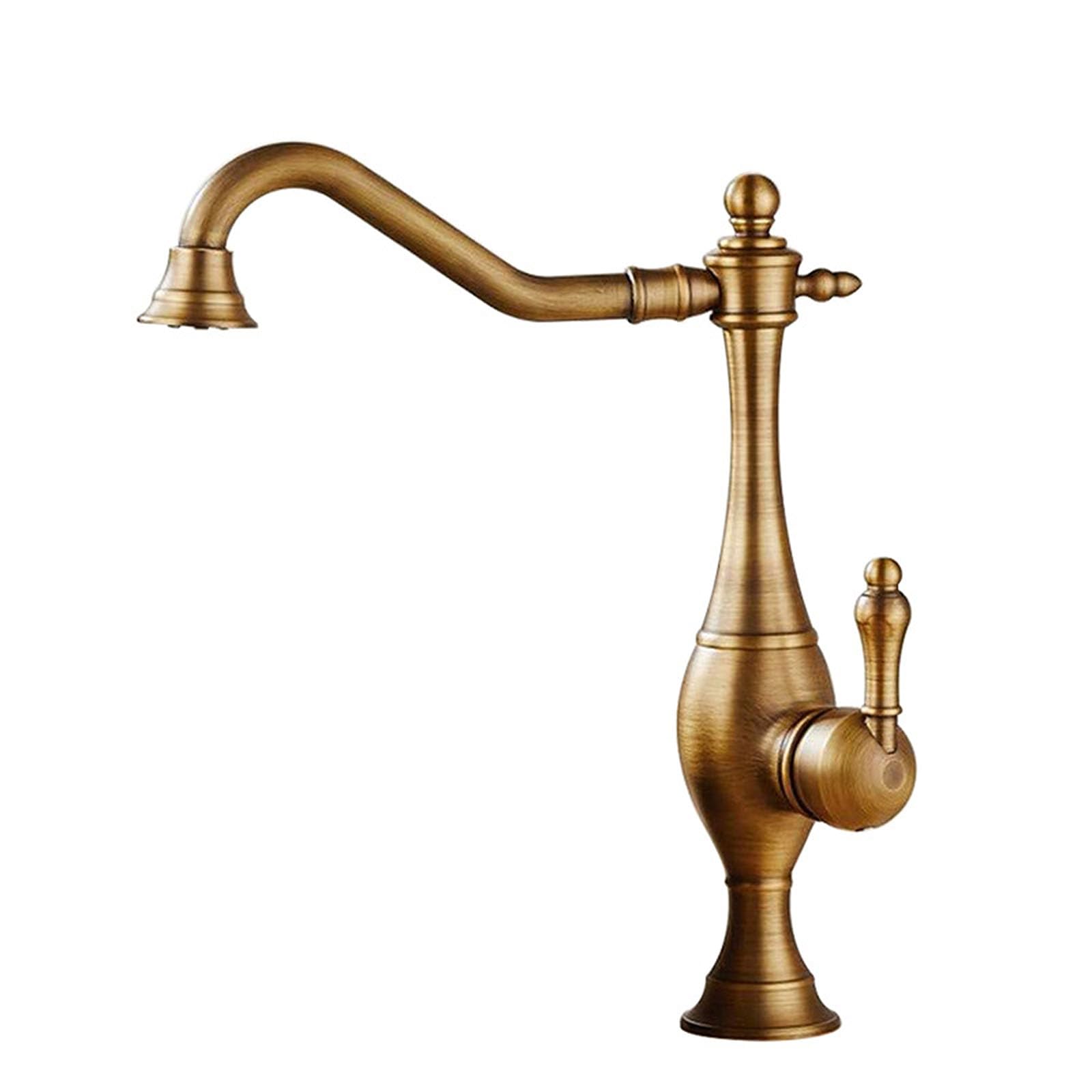ASerZenith Antique Vessel Sink Faucet Rotatable,Vintage Single Handle Bathroom Faucet,Brass Kitchen Faucet Hot Cold Mixer Tap(A:Vintage)