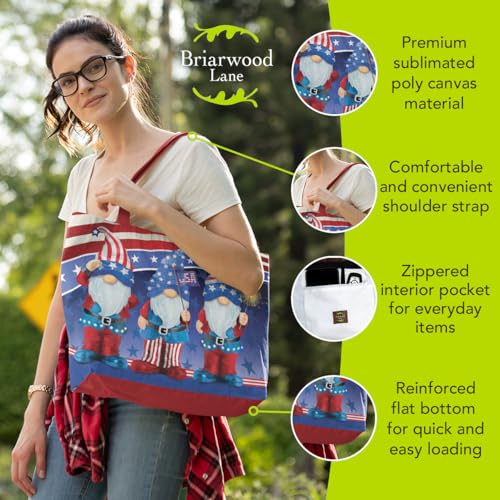 Bolsa tote de lona patriótica con gnomos Briarwood Lane, 14,5 x 15 pulgadas miniatura 2