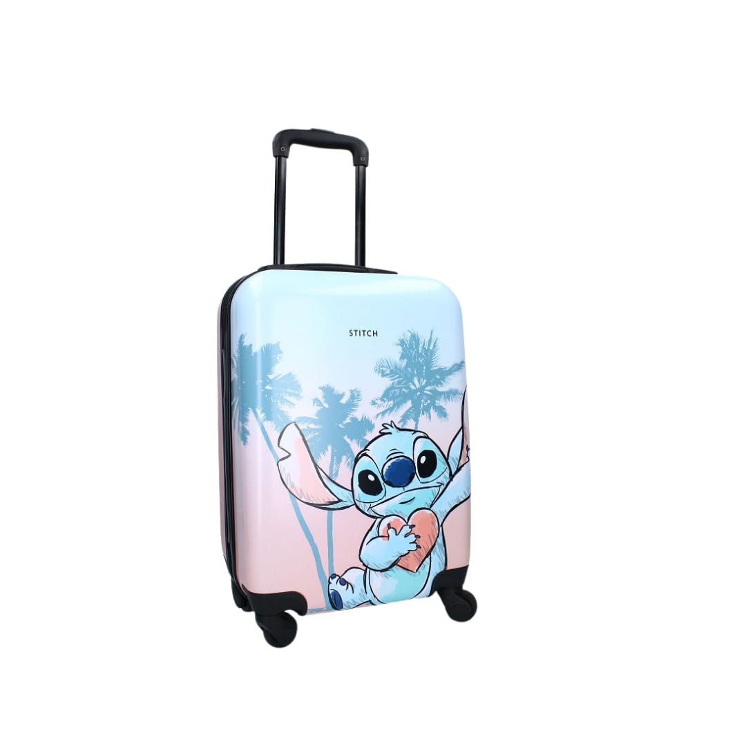 mybagstory - Mała walizka kabinowa Stitch - dla dzieci - bagaż - podróż - wakacje - rozmiar 46 cm - kółka - pomysł na prezent, Stitch - różowy/niebieski, Klasyczny