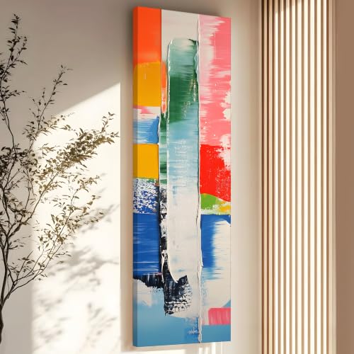Image of Large Stretched Canvas Painting, Panel Wall Painting Creative Abstract Colors Canvas Luxury Paintings for Home Decoration, Living room, Bedroom and Office Decor (Pink, 12x46 Inch)