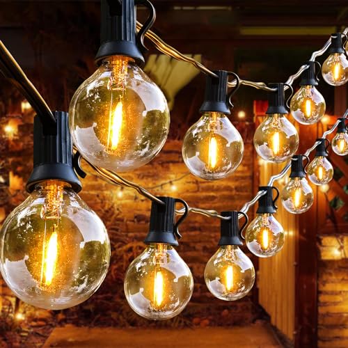 LED Lichterkette Außen, 28M Lichterkette außen strom mit 50+3 Stk,2700K Warmweiße G40 Glühbirnen,IP65 Wasserdicht Innen/Außen Lichterketten für Garten, Hochzeiten, Party, Terrasse