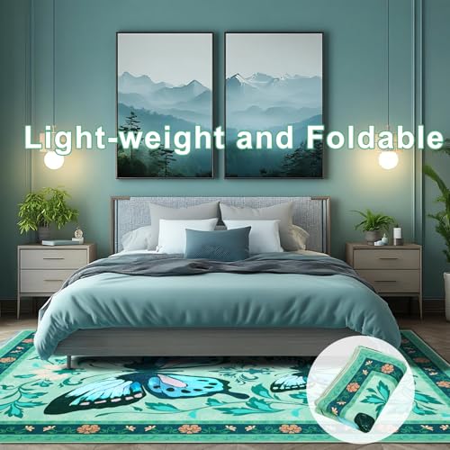 Spring Deal: Butterfly Washable Area Rug - Non Slip, Machine Washable