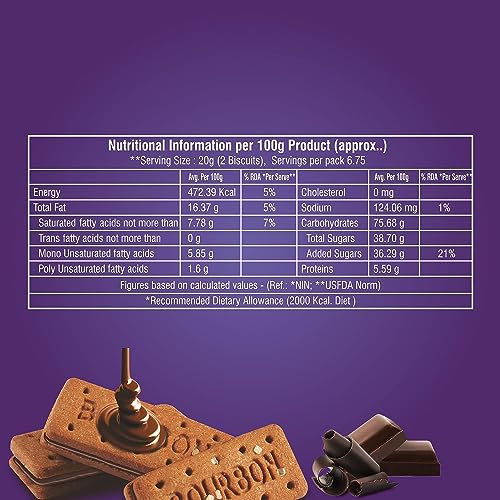 Image of Bakemate Bourbon Cream Biscuit Family Pack with Chocolate - Combo Pack of 10 (135g Each) | Bourbon Biscuits Pack | Chocolate Sandwich Biscuit | Biscuits Family Pack | Kids Snacks Combo