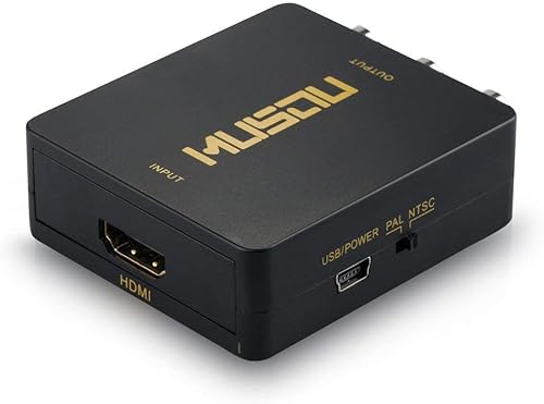 Musou Convertidor de audio de vídeo compuesto HDMI a RCA de 1080P compatible con NTSCPAL para Xbox One, Blu-ray, DVD, PS4, Roku, Chromecast,