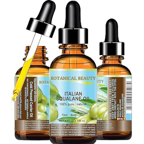 Botanical Beauty SQUALANE Italian Olive. 100% Pure Natural Undiluted Oil. 4 fl.oz- 120ml. 100% Ultra-Pure Moisturizer for Face, Skin, Body, Hair. Reliable 24/7 Skincare Protection Cover