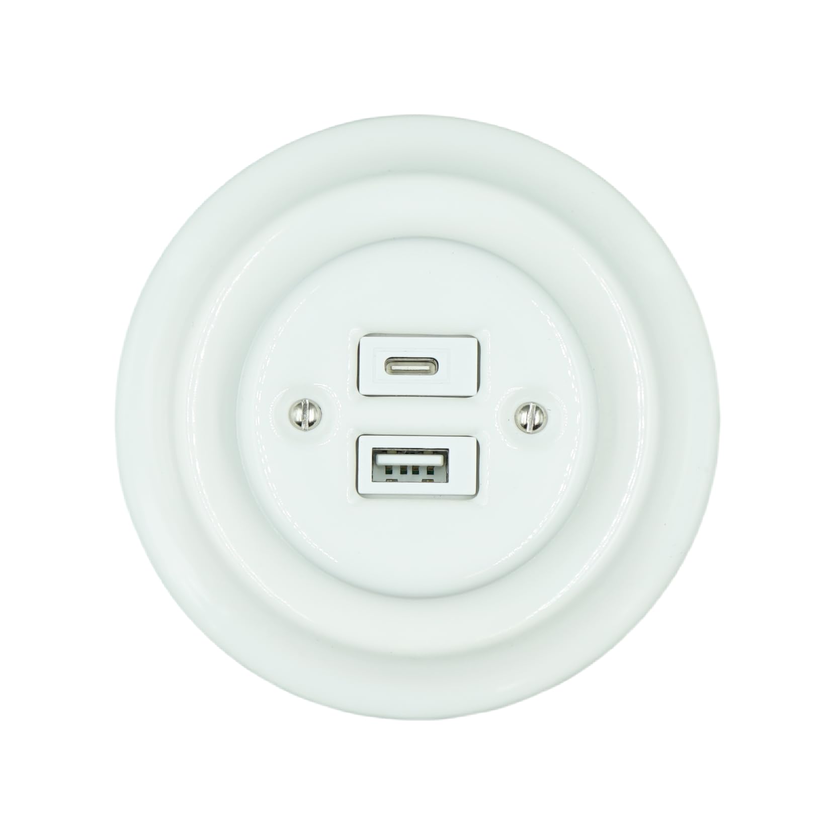 Retro wpuszczana porcelanowa wtyczka USB i gniazdo typu C