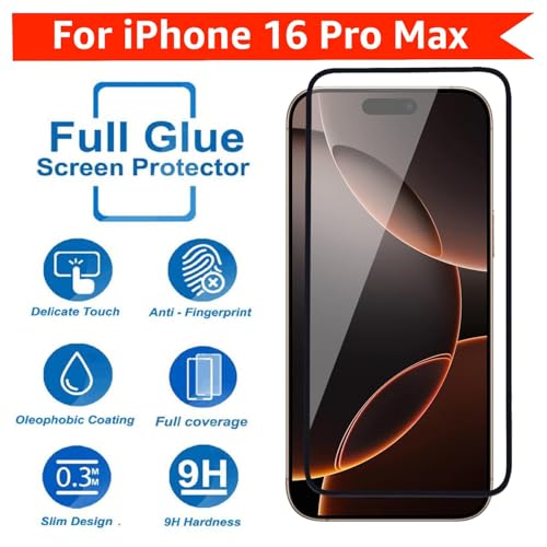 Image of HD Tempered Glass Screen Protector Compatible for iphone 16 Pro Max with Edge to Edge coverage and Easy Installation kit ERF04